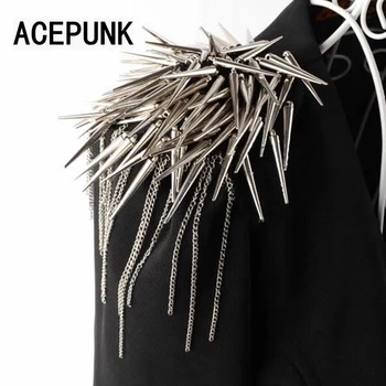

1 Pair Fashion Men Women's Epaulette Gold/Silver Color Rivet Tassel Badge Personalized Cool Dress Match Epaulet 2020 New