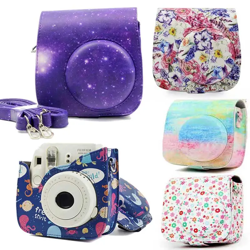 

Camera Bag For Fuji Fujifilm Instax Mini8 Mini9 PU Leather Camera Case Flower Protect Case Pouch For Fujifilm Mini 8 8s 9