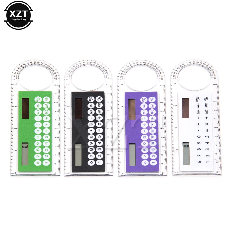 

1pcs Solar Mini present Calculator Magnifier Multifunction 10cm Ultra-thin Ruler Calculadora fashion newest