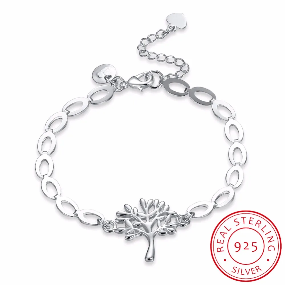 

LEKANI Fashion Tree of Life Charm Bracelet for Women Simple Tree Men 925 sterling silver Bracelets Bangles Party Gift pulseras
