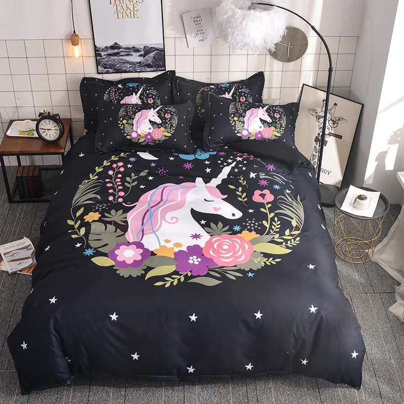 

3D kids bedding set Girls flowers bedding Children's Bed Double Duvet Cover Pink Animal King Queen With pillowcase