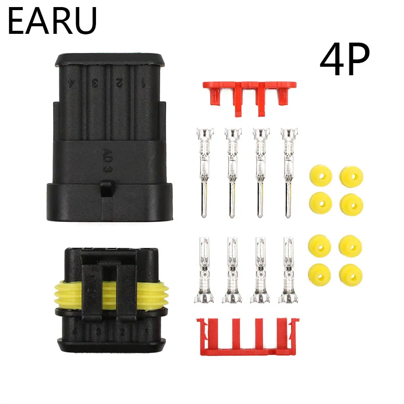 5 комплектов 1P 2P 3P 4P 5P 6P AMP 1,5 супер уплотнение водонепроницаемый электрический провод Кабельный разъем штекер для автомобиля Автомобиль ксеноновая фара