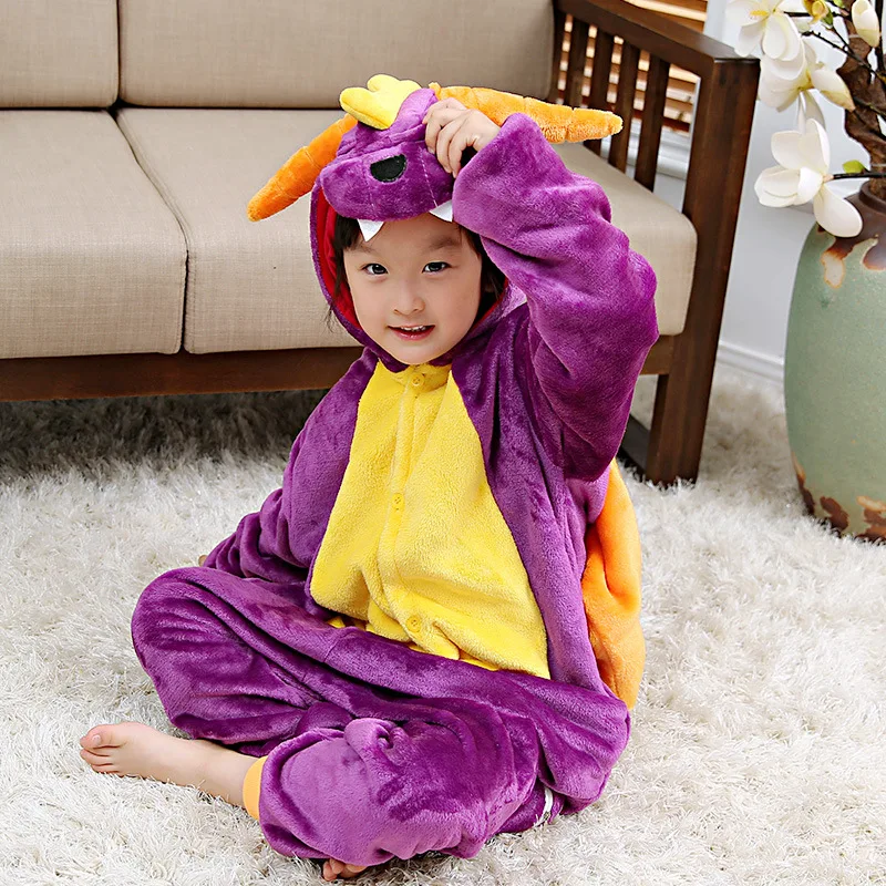 

Dollplus 2019 Winter Kigurumi Pajamas for Children Baby Kids Pajama Boy Girl Clothes Animal Hooded Cosplay Sleepwear Pajamas