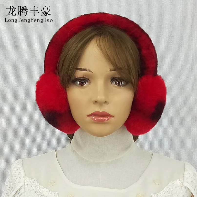 

Women Winter Flower Earmuffs Real Rabbit Fur Warm Earmuffs Lovely Earlap Russian Female Genuine Fur Plush Ear Muff Natural Fur