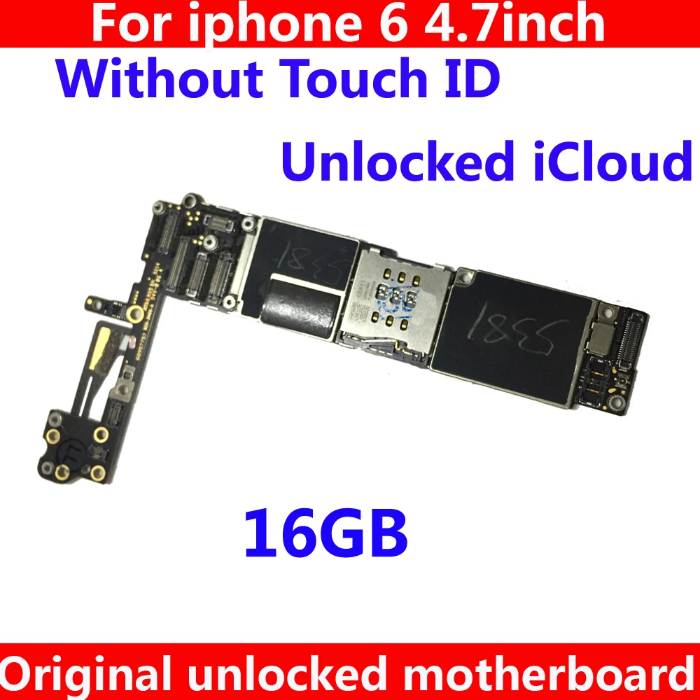 

16GB unlocked iCloud for iphone 6 motherboard without touch ID,for iphone 6 original IOS system logic board with chips mainboard