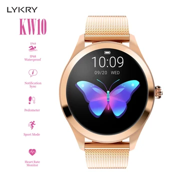

LYKRY KW10 Women Smart Watch Lady Fitness Bracelet Smartwatch Girl Clock IP68 Waterproof Heart Rate Monitor For Android IOS