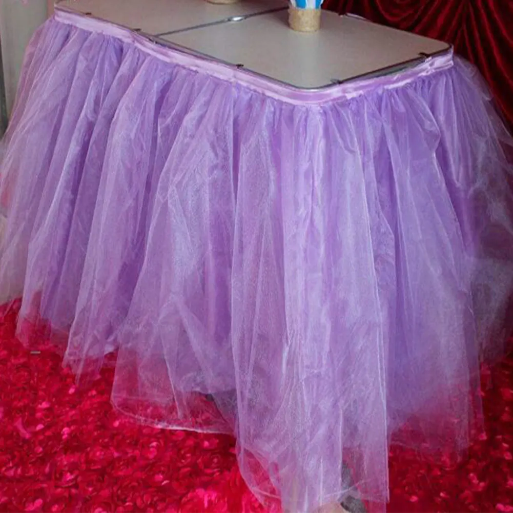 DIY скатерть пряжа Тюль стол юбка десерт на вечеринку, свадьбу обеденный Декор реквизит SPA31 - Цвет: lavender