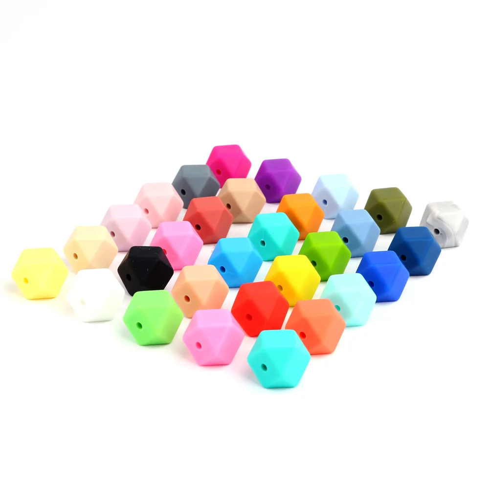 TYRY.HU 10Pcs Silicone Hexagon Beads 14mm Baby Teething Beads BPA Free Baby Teethers DIY Necklace Pacifier Chain Accessories