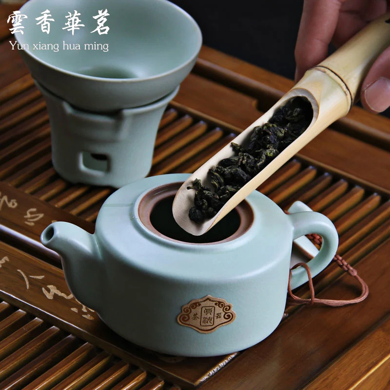 Чайный набор кунг-фу небольшой для дома, древесные поднос керамический чайник Набор чашек Ruyao