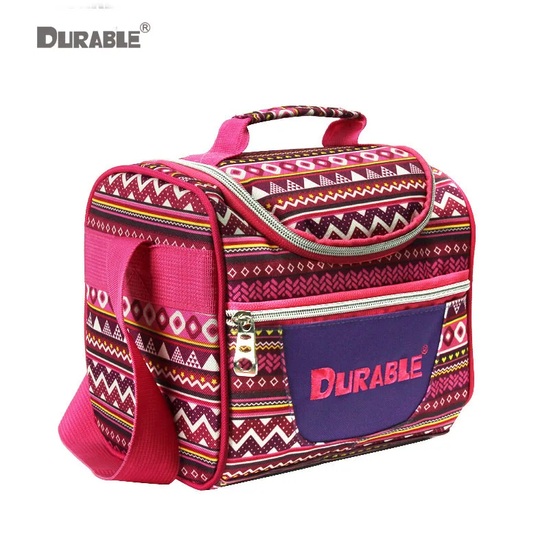 DURABLE Stripe Rose Red Lunch Bags Aluminum Foil Keep Warm&Keep Cold