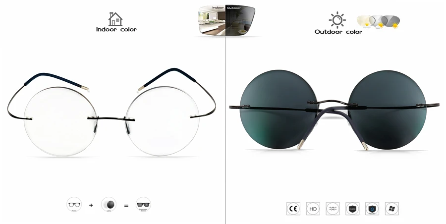 Близорукость Солнцезащитные очки фотохромные очки для чтения женские сверхлегкие круглые корейские очки оправа мужские титановые без винтов очки