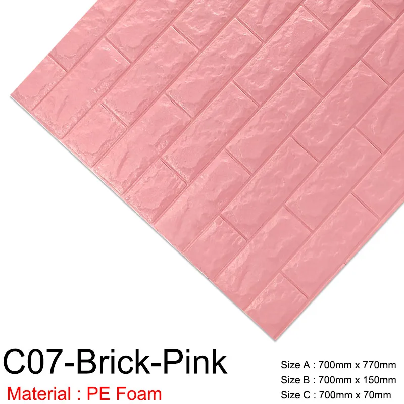 3D стикер на стену s мраморная кирпичная кожура и самоклеящаяся настенная бумага водонепроницаемый DIY Кухня Ванная домашняя Наклейка на стену виниловая - Цвет: C07-Brick-Pink
