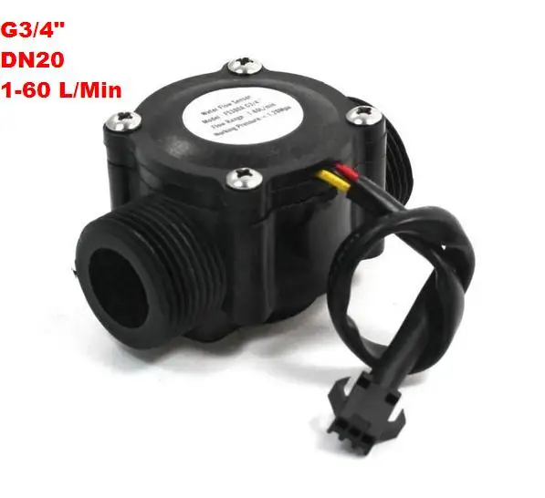 

DN20 G3/4'' 1-60 L/Min Water Flow Hall Sensor Switch Flow Meter Flowmeter Counter For Water Dispenser & Water Heater