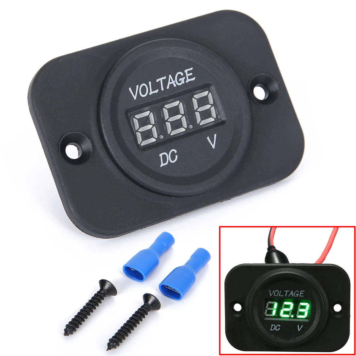 

12-24V Car Motorcycle LED Digital Voltmeter Mayitr Voltage Meter Battery Gauge Ammeter +2pcs Screws 2pcs Insulated Terminals