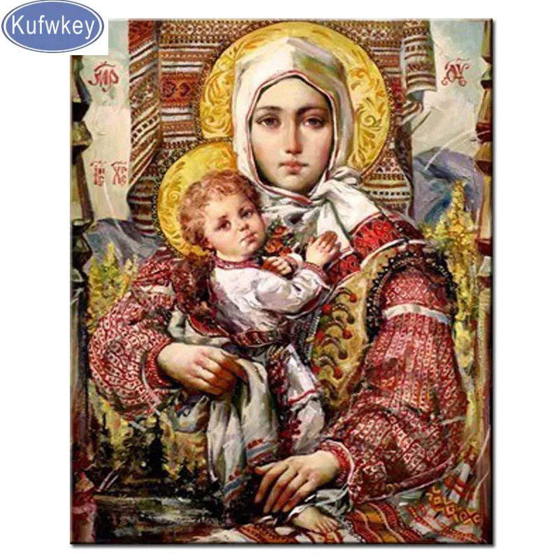 

5D DIY Diamond Painting Virgin and child Full mosaic Embroidery Icon Religion Rhinestones Cross Stitch Kits Mosaic Handicrafts