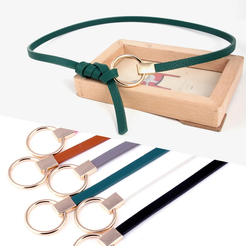 

2019 New Designer Women Round Buckle Belt Thin Elastic Bandage Elegant Vintage Waist Belt for Women All-Match High Quality