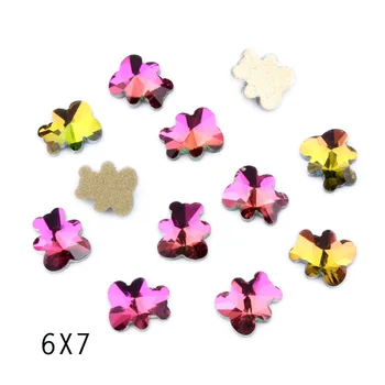 

Free shipping! Bear 6x7mm 100Pcs/Pack Nail Art Rhinestones Rainbow Glass Flame Colorful Stone For Nails Decoration