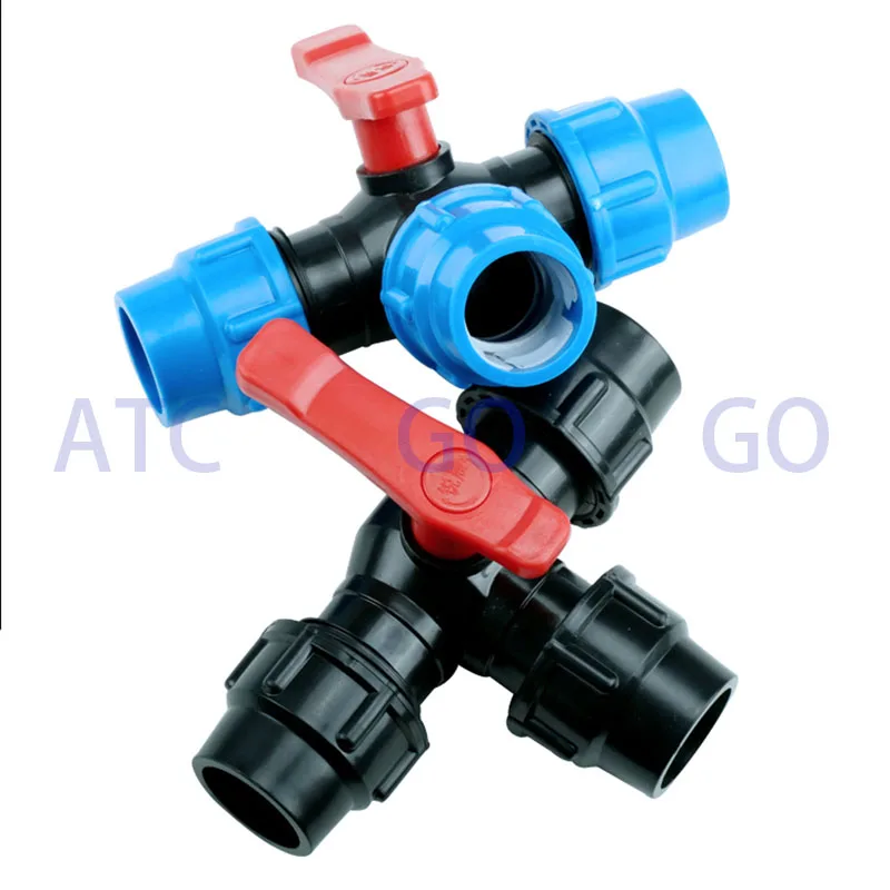 

PE quick access Tee 32MM quick connector water pipe fittings Plastic quick ball valve three way valve switch