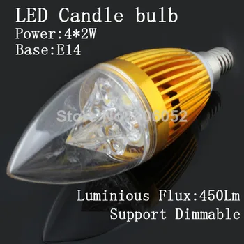 

10pcs/lot E14 8W White/Warm White Candle LED Light Bulb Lamp 220v 110v Dimmable