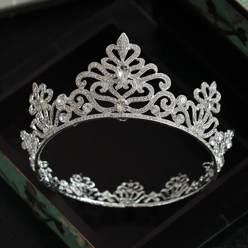 

European Baroque Sparkling Crystal Bridal Tiara Crown Rhinestone Pageant Diadem Couronne De Mariage Wedding Hair Accessories