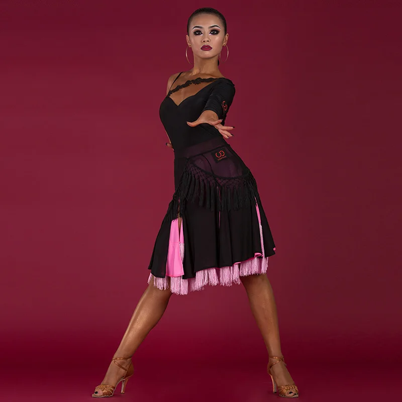 

Latin Dance Women Tango Cha Cha Rumba Samba Practice Fringe Dance Wear Ballroom Fashion Irregular Tassel Dancing Skirt BDY001