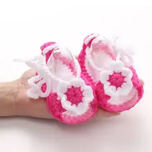 Горячие От 0 до 12 месяцев ребенок Новорожденный Малыш крючком вязать Обувь для младенцев Prewalker Slip-On 11 см