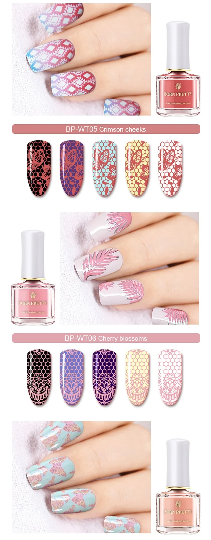 BORN PRETTY 6 мл стемпинг ногтей покрытие сладкий цвет лак для ногтей DIY Изображение машина Печать лак