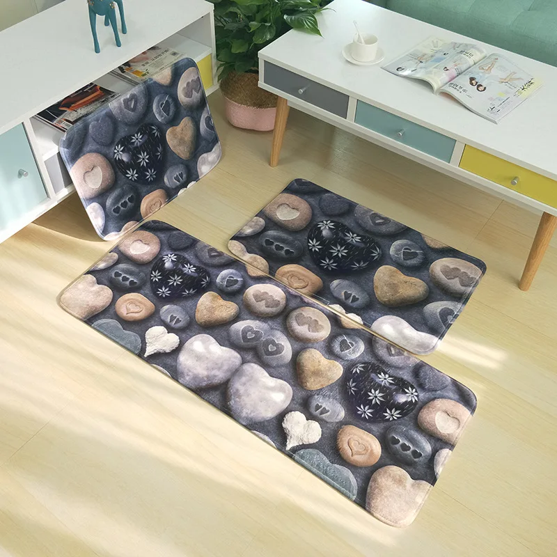 Alfombra cocina Alfombra de dormitorio grueso absorbente Sala piso puerta mat patrón de piedra cocina