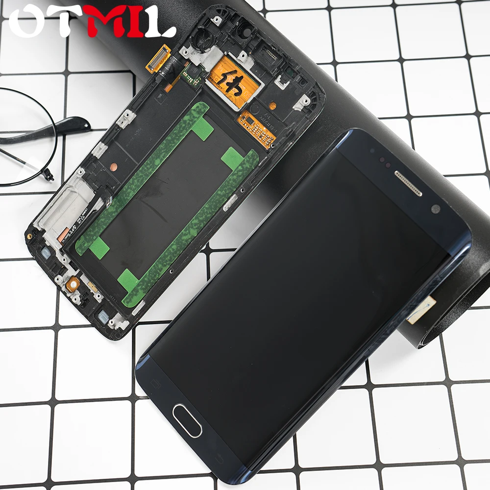 

OTMIL 5.1" AMOLED For SAMSUNG Galaxy S6 edge LCD Display Touch Screen with Frame For SAMSUNG GALAXY S6 Edge Display G925F G925
