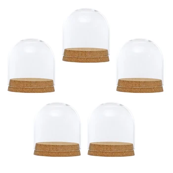 

MagiDeal 5x Clear Glass Cloche DIY Fairy Garden Miniature Glass Cover 8x8cm