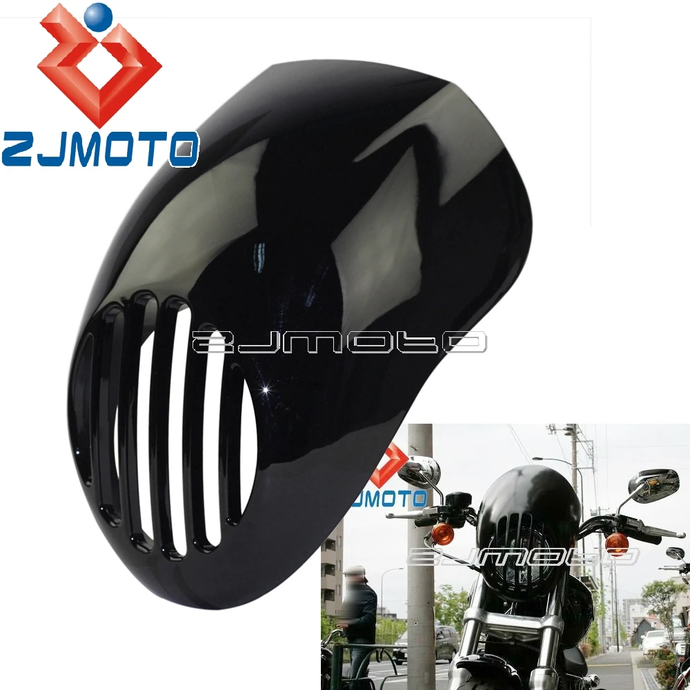 Black Motorcycle Cafe Racer Headlight Bikini Fairing 39mm Fork Front