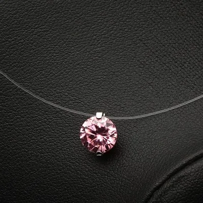 Прозрачное невидимое ожерелье из циркона Женское Ожерелье Bijoux белый розовый синий новые модные ювелирные изделия классический милый подарок
