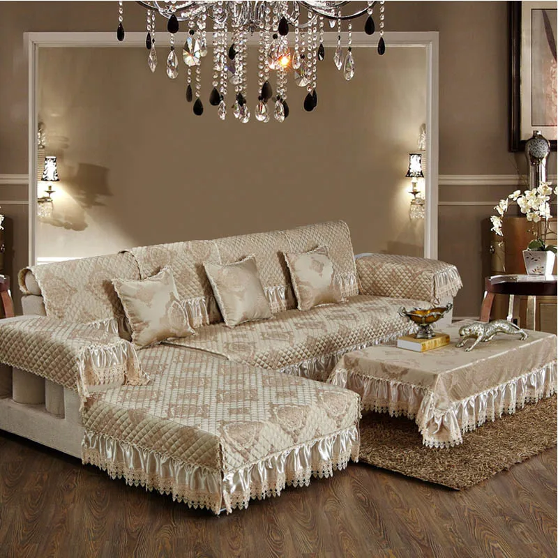 European Style Luxury Sofa Cover With Lace Single Double Three Seater Factory Directing