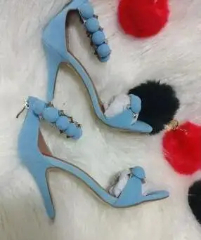

Newest 2017 Sky Blue Suede Woman Sandals Sexy Open toe Rivets Studded Ankle Strap High Heel Sandal Rome style Gladiator Sandal