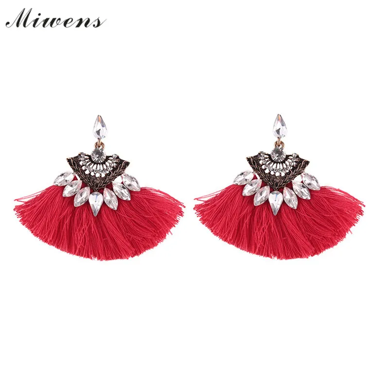

Miwens Brand Fashion Fan Shaped Tassel Earrings Women Crystal Drop Earrings Indian Wedding Bridal Statement Jewelry Bijoux A14