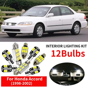 

12pcs White LED Light Bulbs Interior Package Kit For 1998 1999 2000 2001 2002 Honda Accord Map Trunk Cargo License Plate Light