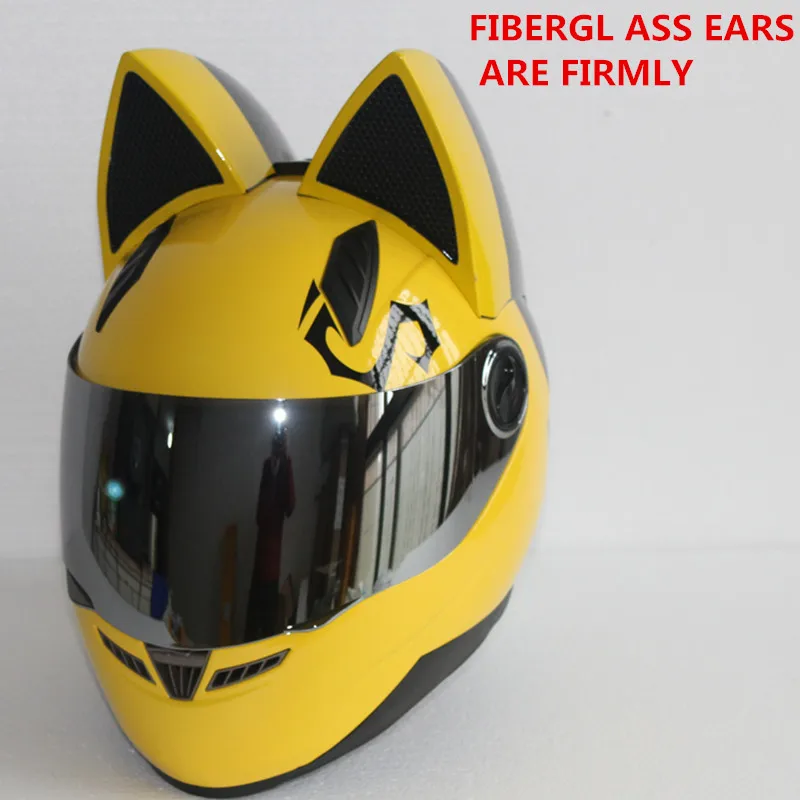Comprar Casco de motocicleta de oreja de gato de NITRINOS casco de carreras para hombre y mujer de campo a través de casco de orejas de gato anti niebla de cuatro estaciones.