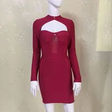 Назад снова летнее женское платье винно-красное с длинным рукавом Бандажное платье для вечеринок платье дропшиппинг платье+ костюм