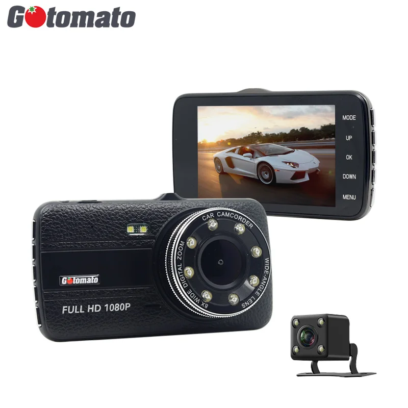 

Gotomato New 4.0 Inch IPS Screen Dual Lens Video Recorder 8 LED Car Rearview Camera Full HD 1080P Dash Cam Night Vision Dashcam