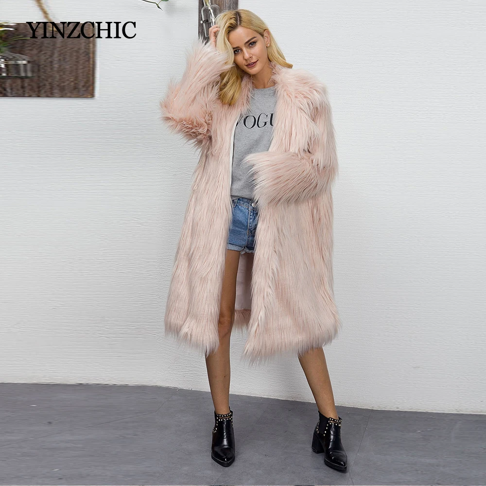 

Euro Style Woman Fake Fur Coat Winter New Womans Long Faux Fur OverCoats Warm Outwear Fur Coat For Woman Street Party Fur Coats