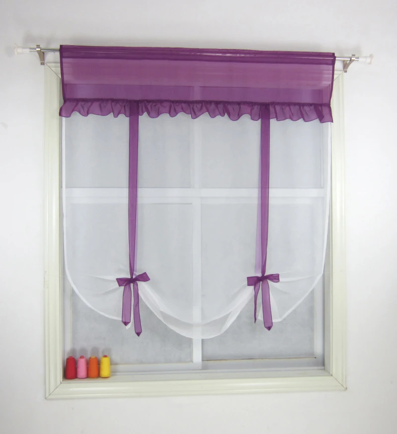 

New Wave Blinds Fashion Stitching Color Ruffle Style Living Room Balcony Window Curtain 1PCS