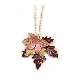 

Collares Largos De Moda 2018 Fashion Jewelry Gold Chain Enamel Maple Leaf Pendant Necklace Collar Collier Long Necklace Women