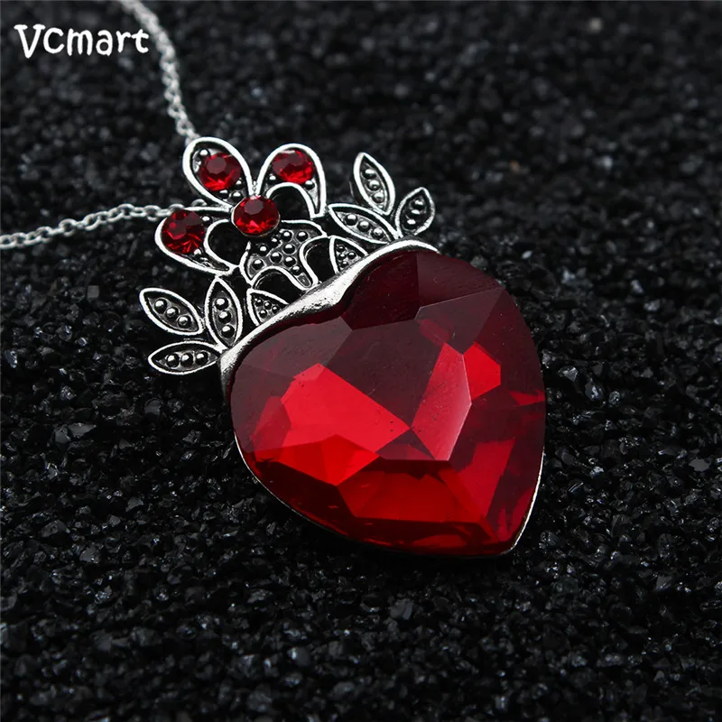 Kzslive Evie Red Heart Tiara and Necklace Descendants Red Heart Crown Jewelry 