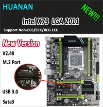 HUANAN golden V2.49 X79 motherboard LGA2011 ATX USB3.0 SATA3 PCI-E NVME M.2 SSD port support 4 x 16G memory tested