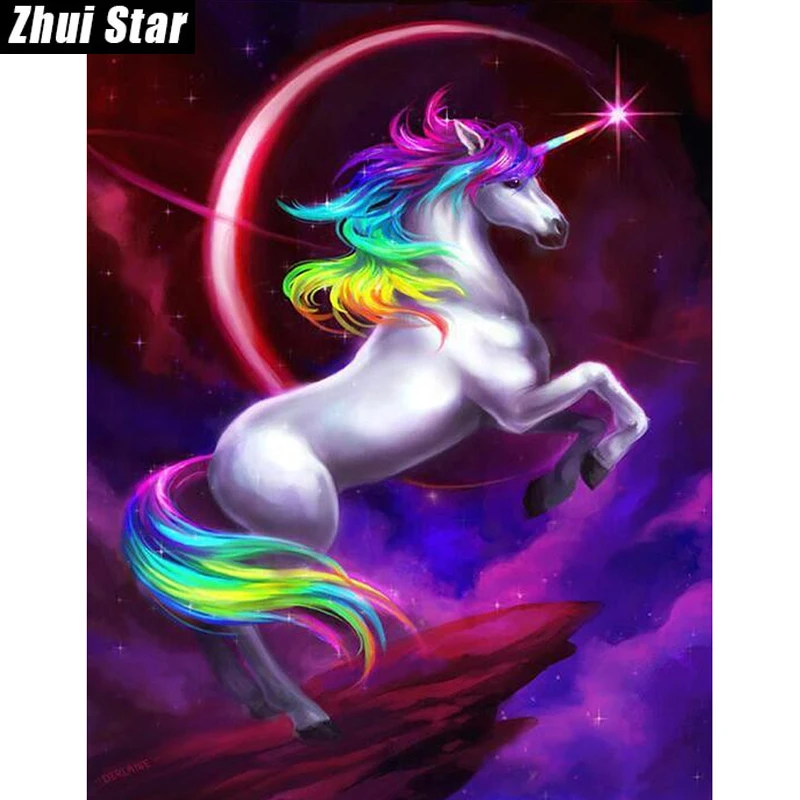 

Zhui Star Full Square Diamond 5D DIY Diamond Painting "Unicorn Kirin" 3D Embroidery Cross Stitch Mosaic Painting Home Decor BK