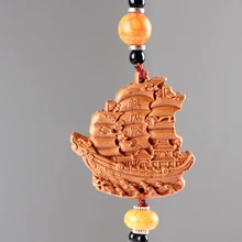 Китайский традиционный деревянный продукт скульптура все идет плавно брелок желаемый удачливый Будда подвеска автомобиль ключи украшения