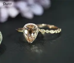 Дюпюи 8*12 мм Груша Morganite кольцо простое кольцо группы и Половина Вечность Diamond обручальное кольцо набор 14 К розовое золото Обручение набор