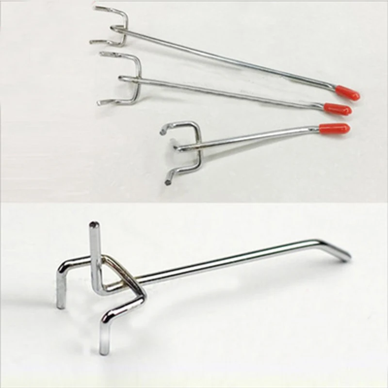 

10/25pcs Stainless Steel Silver Red Peg Board Hook 25mm Single Pegboard Hooks Board Slat Wall Retail Display Shop