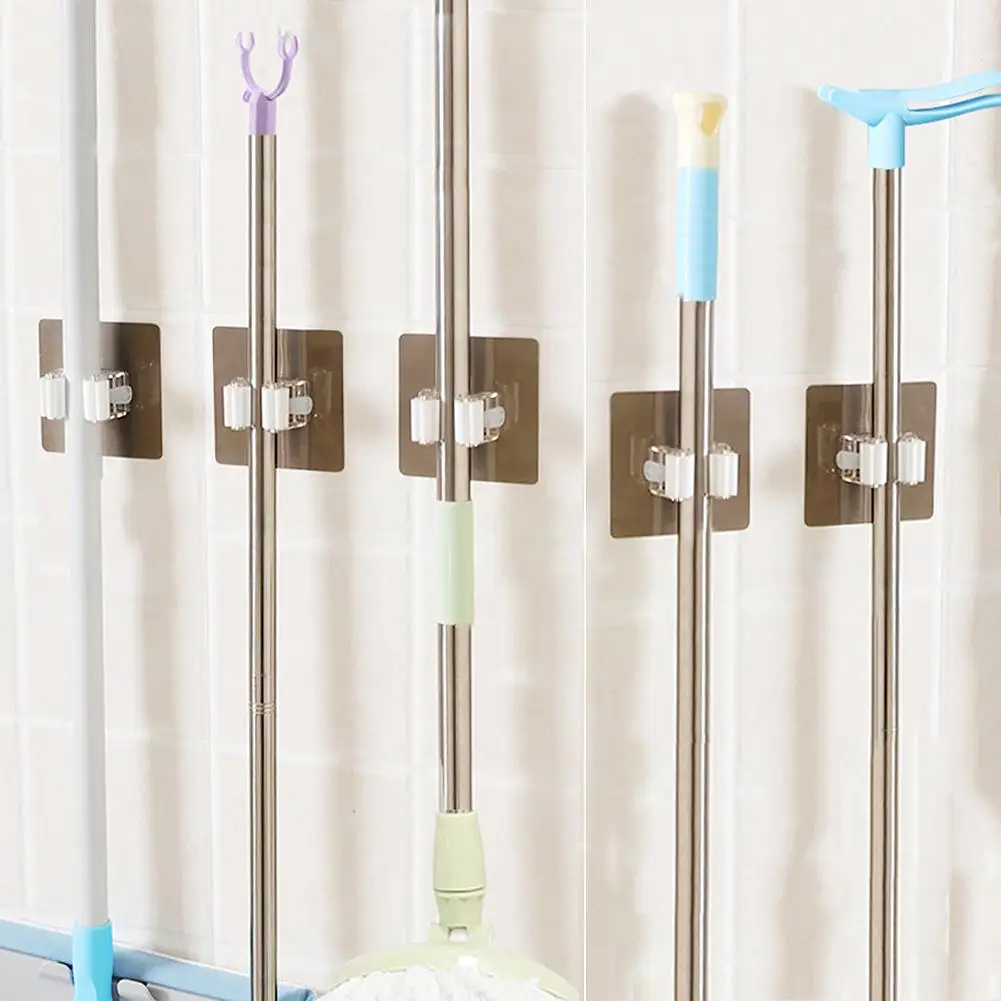 

CHUWUJU 1Pcs Multi-function Bathroom Mop Clamp Storage Hooks For Wall-mounted Non-adhesive Easy To Compact Wall Hanging Mop