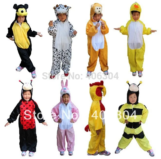 Free shipping bear duck bee frog crocodile monkey panda cow dog wolf Cosplay clothing Children animal costume for kid 30styles |
